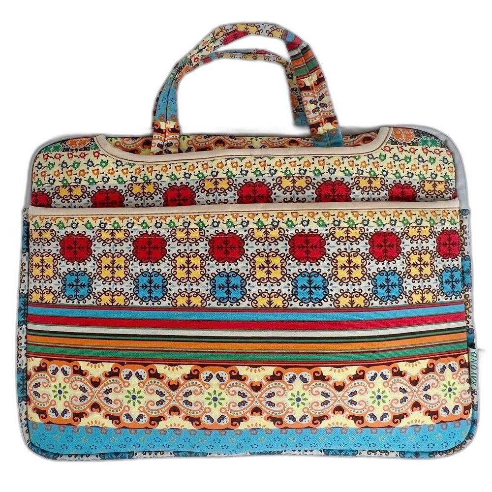 Kayond Classical Bohemia Yellow Blue Floral Patterned Laptop Sleeve Case